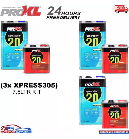 3x PROXL XPRESS305 HS ANTI SCRATCH RAPID CURING CLEARCOAT KIT 7.5LTR